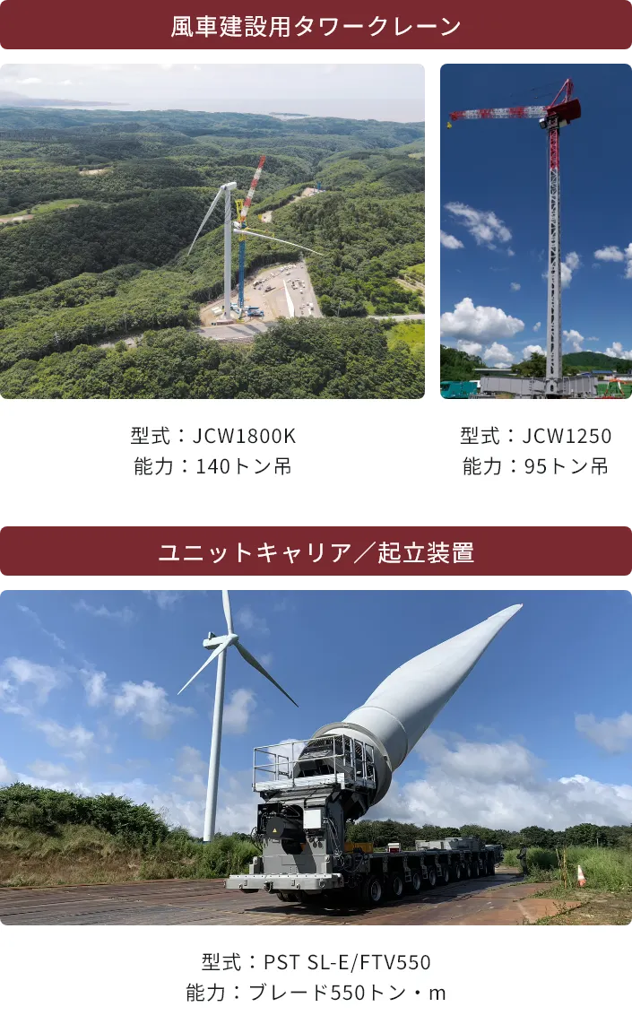 巨大風車建設を支える先進の重機・クレーン